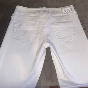 White stretchy flare jeans